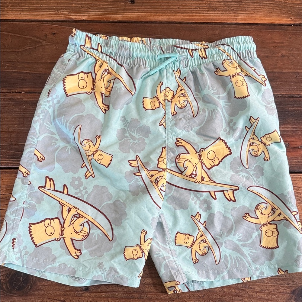 Light Blue Surf Print Boy’s Swim Shorts